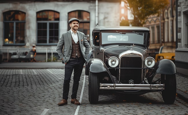 oldtimer-b1-min Mann steht neben Oldtimer